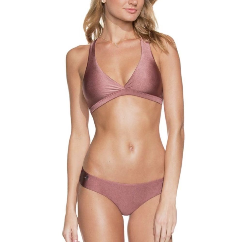 Maaji Reversible Shimmering Cognac/Floral Sublime Bikini Bottom Size Large NWT - Picture 4 of 14